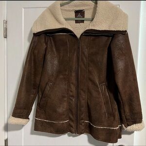 prAna Brown Faux Suede Sherpa Lined Jacket – Women’s Large